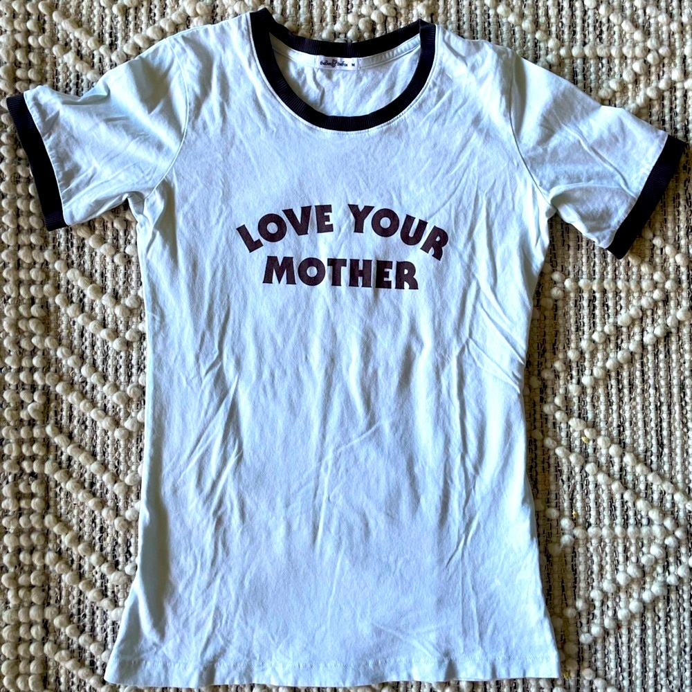 Vintage ringer tee - light blue + brown